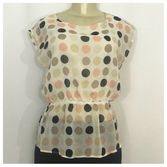 Forever 21 Tops - Cream and Beige Polka Dot Blouse
